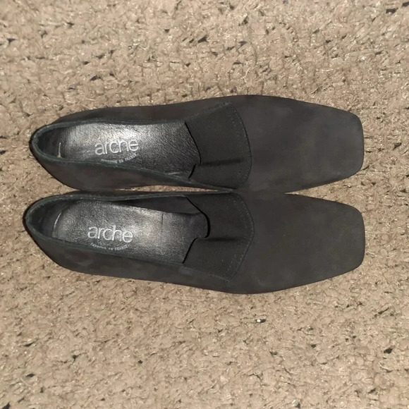 ARCHE-Black Nubuck  Leather-Wedge-Elastic Front-Sz 36-Excellent - Picture 8 of 9